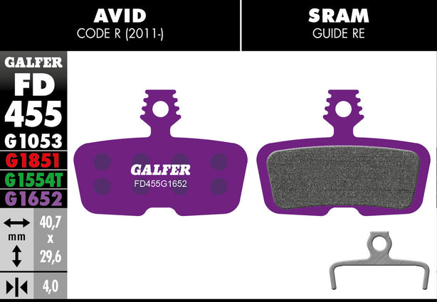 GALFER BRAKE PADS - SRAM - MOTIVE, CODE R, RSC & GUIDE RE