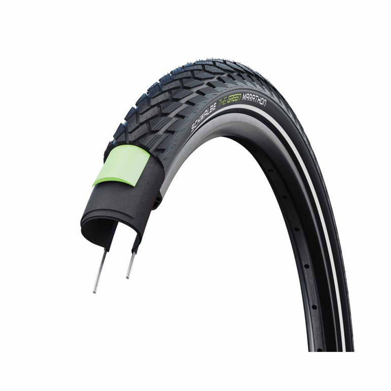 Green Marathon 26x1.25 Tube Black+Reflex