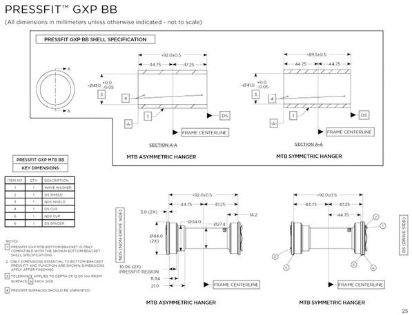 BB PRESSFIT BB92 GXP MTB