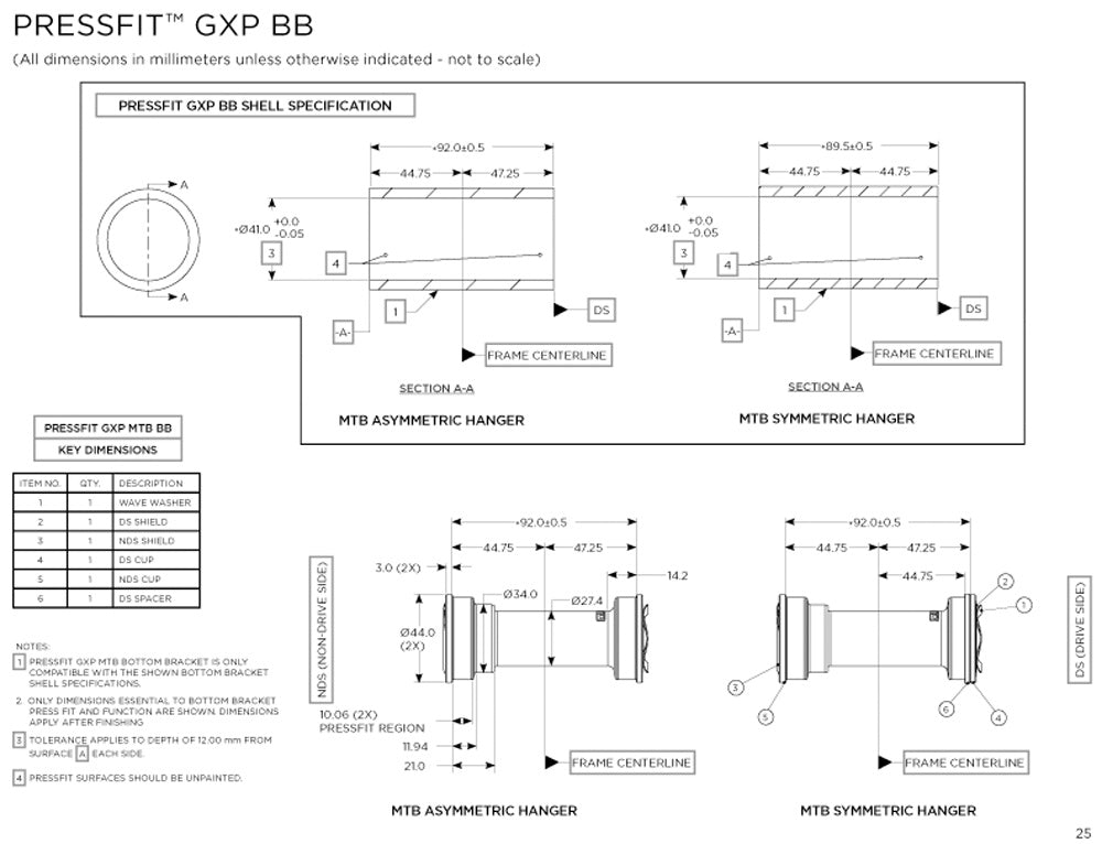 BB PRESSFIT BB92 GXP MTB